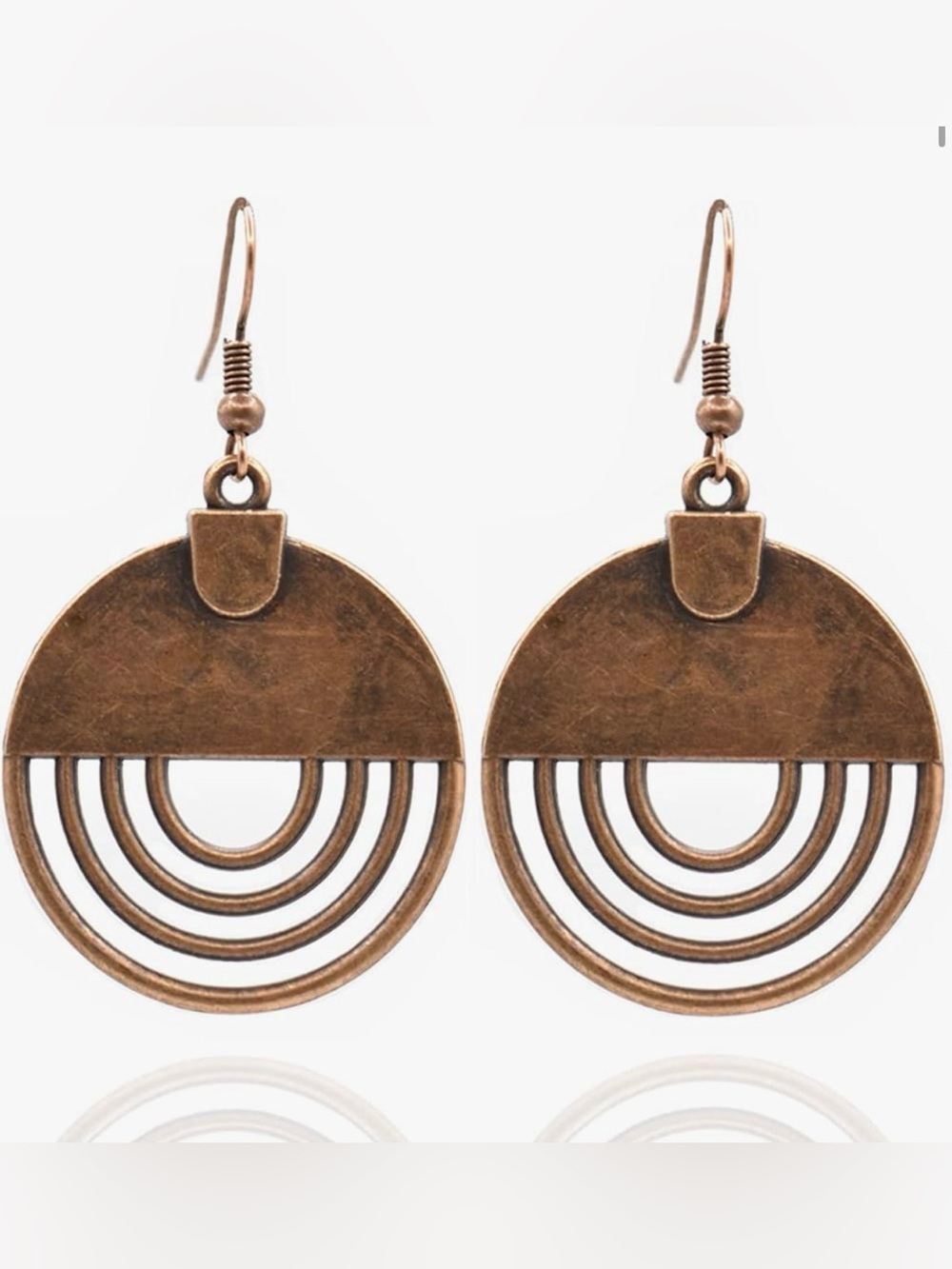Vintage-Inspired Bronze Circle Drop Earrings - Women Jewelry